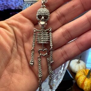 Betsey Johnson Silver Skeleton Pendant Necklace